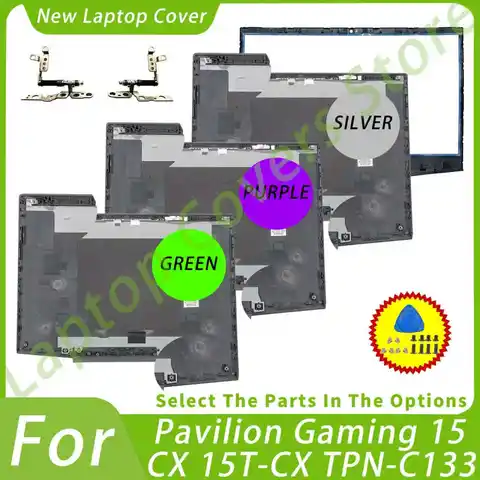 Part For Pavilion Gaming 15-CX 15T-CX TPN-C133 LCD Back Cover Front Bezel Frame Hinges Bottom Replace Purple