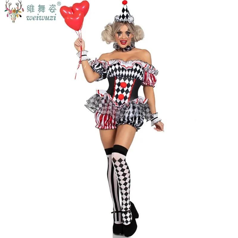 New Halloween Costume Adult Women Clown Cosplay Costume Horror Bloody Evil Murderer Circus Stage Performance Crazy Naughty Sexy 
New Halloween Costume Adult Women Clown Cosplay Costume Horror Bloody Evil Murderer Circus Stage Performance Crazy Naughty Sexy