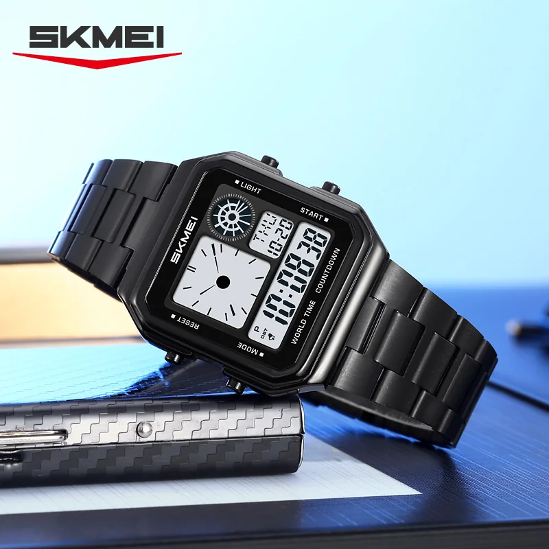 SKMEI модные EL Light дневного света экономия времени цифровые электронные часы для мужчин женщин водонепроницаемые наручные часы из нержавеющей стали
SKMEI модные EL Light дневного света экономия времени цифровые электронные часы для мужчин женщин водонепроницаемые наручные часы из нержавеющей стали