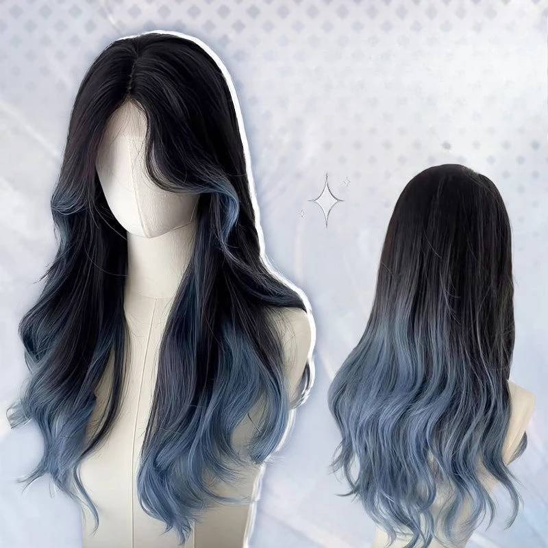 Hot-selling new craft Iris blue and black atmosphere Muse gradual change color Long curly hair Medium part wig Full headgear
Hot-selling new craft Iris blue and black atmosphere Muse gradual change color Long curly hair Medium part wig Full headgear