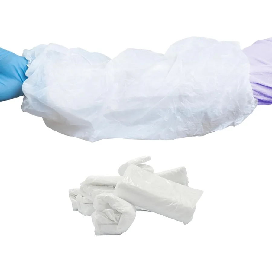 Одноразовые нарукавники для промышленного и медицинского использования. 18-длинные водонепроницаемые защитные нарукавники из полиэтилена с резинкой. 
Одноразовые нарукавники для промышленного и медицинского использования. 18-длинные водонепроницаемые защитные нарукавники из полиэтилена с резинкой.