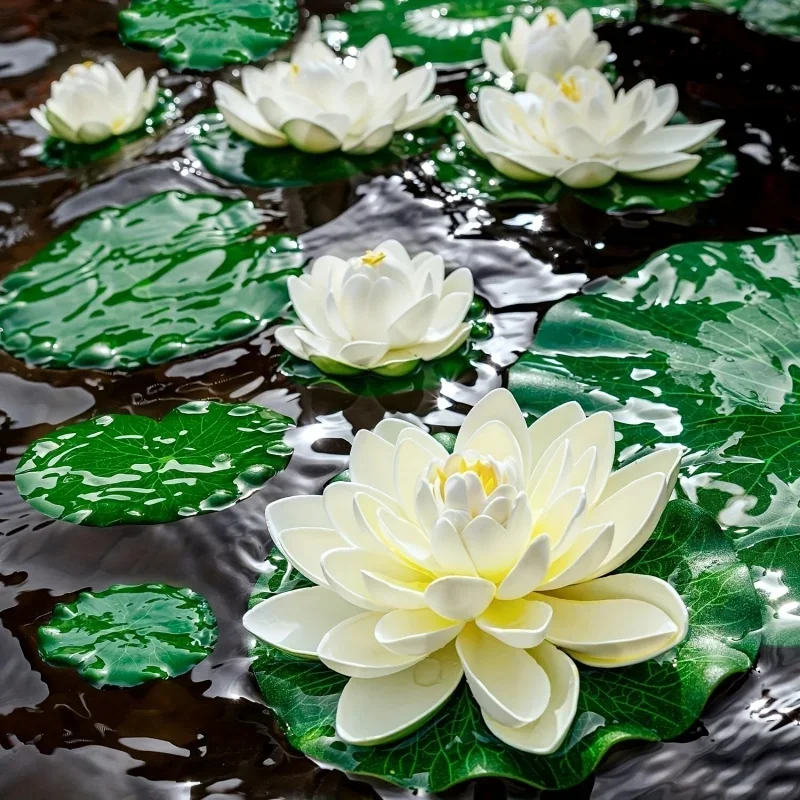 3 flowers and 3 leaves Artificial Lotus, Realistic Water Floating Foam Lotuses, Fake Lily Pad, Home Garden Patio Pond, Home Dec
3 flowers and 3 leaves Artificial Lotus, Realistic Water Floating Foam Lotuses, Fake Lily Pad, Home Garden Patio Pond, Home Dec