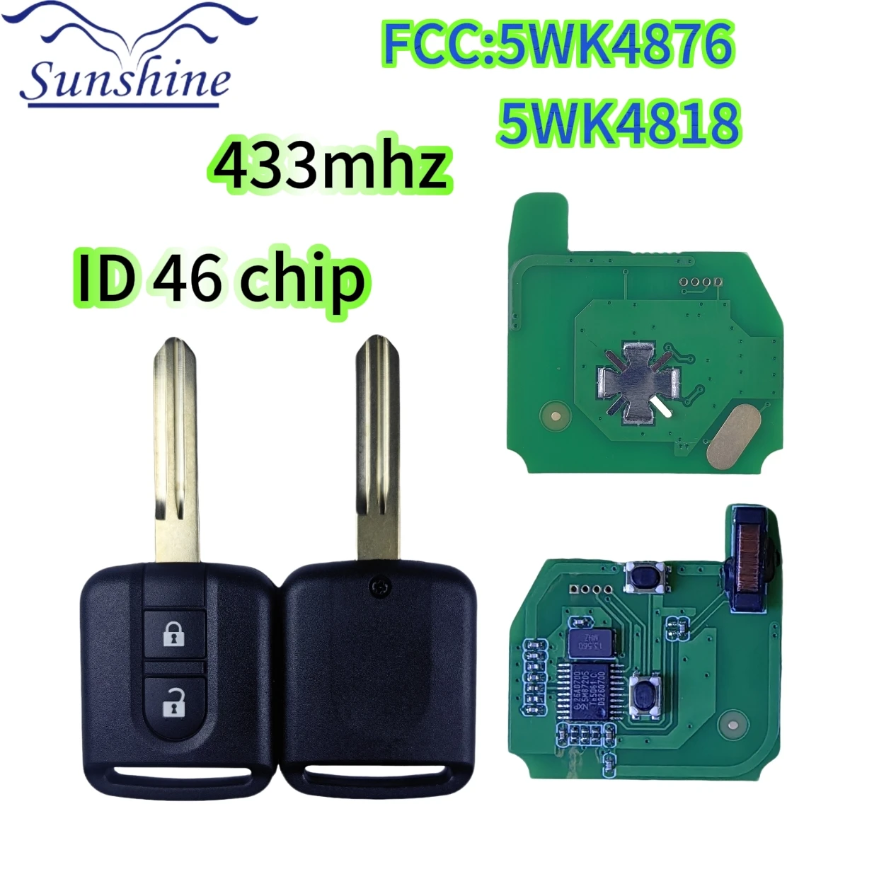 2 PCS 5WK4876/ 818 433MHz ID46 Chip Key/PCB Fob For Nissan Elgrand X-TRAIL Qashqai Navara Micra Note NV200 2 Button Remote Key
2 PCS 5WK4876/ 818 433MHz ID46 Chip Key/PCB Fob For Nissan Elgrand X-TRAIL Qashqai Navara Micra Note NV200 2 Button Remote Key