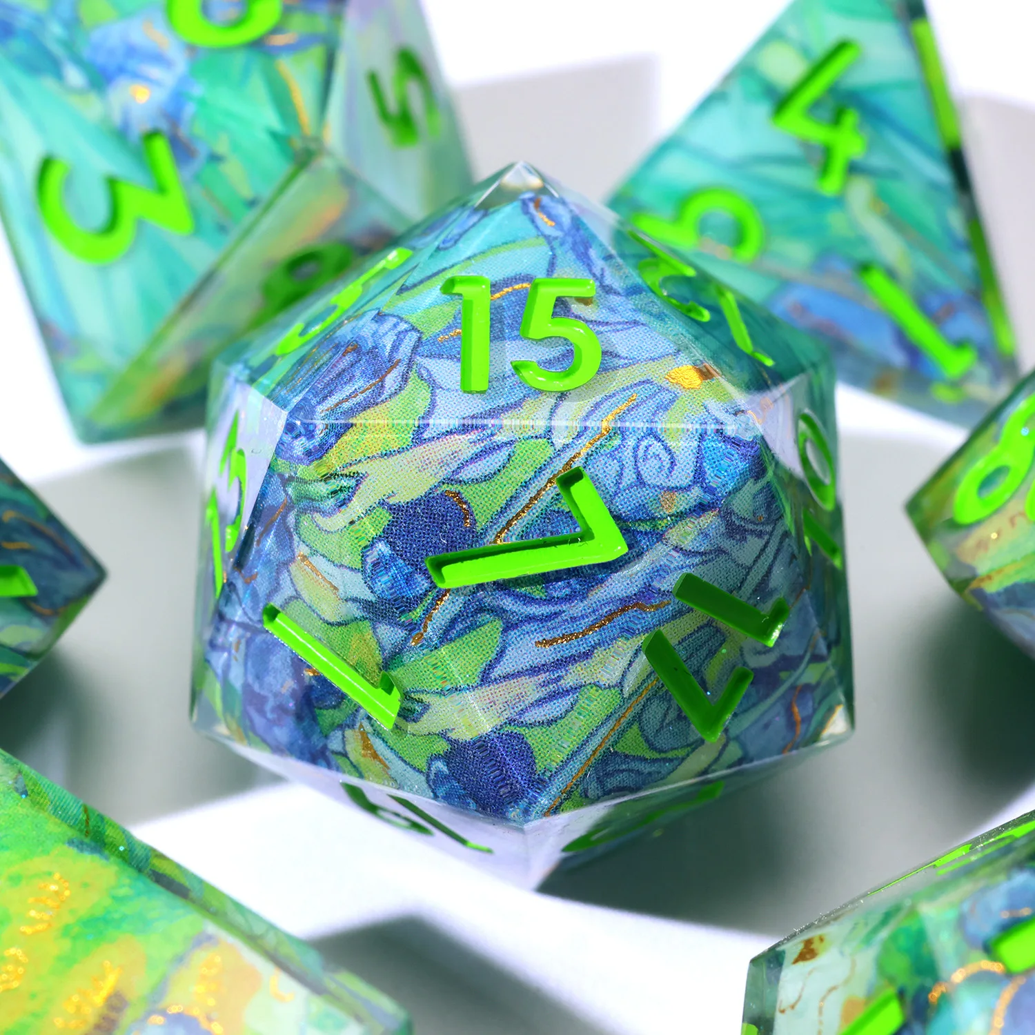 Handmade Spring Meadow Resin DND Dice Set-Full Cover Polyhedral RPG Dice for Role Playing & Board Games-F14
Handmade Spring Meadow Resin DND Dice Set-Full Cover Polyhedral RPG Dice for Role Playing & Board Games-F14