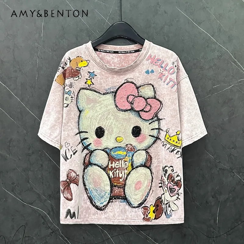 2025 Summer New Y2k Cartoon Strawberry O-neck Short-sleeved T-shirt Women's Loose Casual Medium And Long Sweet Top Tees Pullover
2025 Summer New Y2k Cartoon Strawberry O-neck Short-sleeved T-shirt Women's Loose Casual Medium And Long Sweet Top Tees Pullover