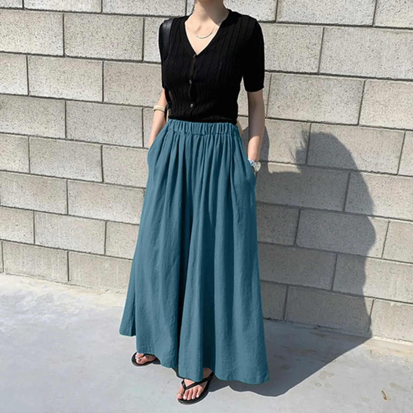 2024 Women Elastic Waist Casual Pants Joggers Yoga Pants Pockets Wide Leg Pants Cropped Pants Business Casual Womens Pants
2024 Women Elastic Waist Casual Pants Joggers Yoga Pants Pockets Wide Leg Pants Cropped Pants Business Casual Womens Pants
