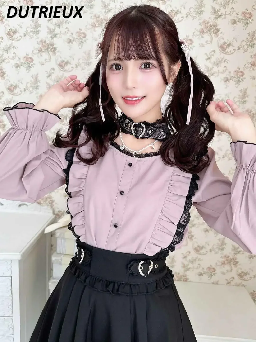 Rojita Lolita Shirt Sweet Heart-shaped Buckle Ruffle Edge Casual Elegant Blouse Long-sleeved Tops for Women Spring Autumn
Rojita Lolita Shirt Sweet Heart-shaped Buckle Ruffle Edge Casual Elegant Blouse Long-sleeved Tops for Women Spring Autumn