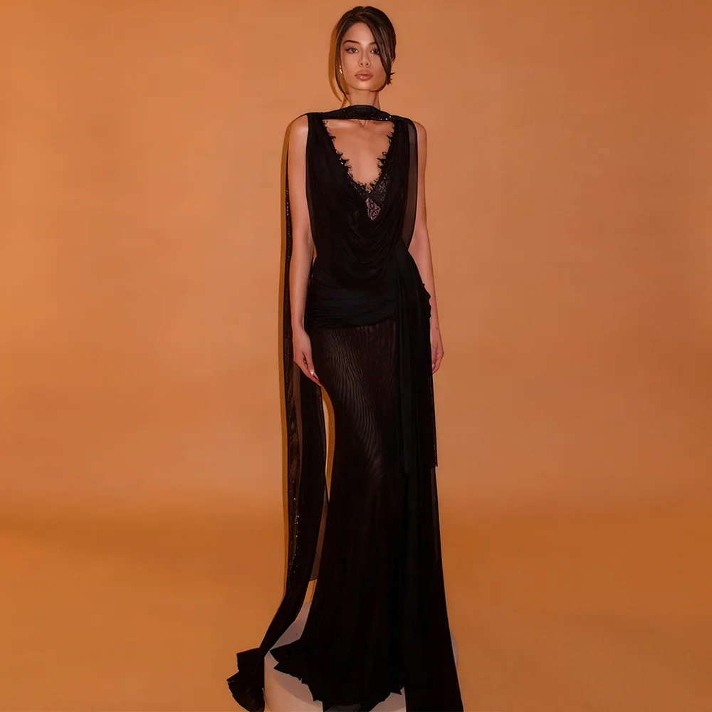 Customized Sexy Deep V-Neck Evening Dress Elegant Mermaid Sleeveless Celebrity Gowns High Quality Lace Homecoming Dresses
Customized Sexy Deep V-Neck Evening Dress Elegant Mermaid Sleeveless Celebrity Gowns High Quality Lace Homecoming Dresses