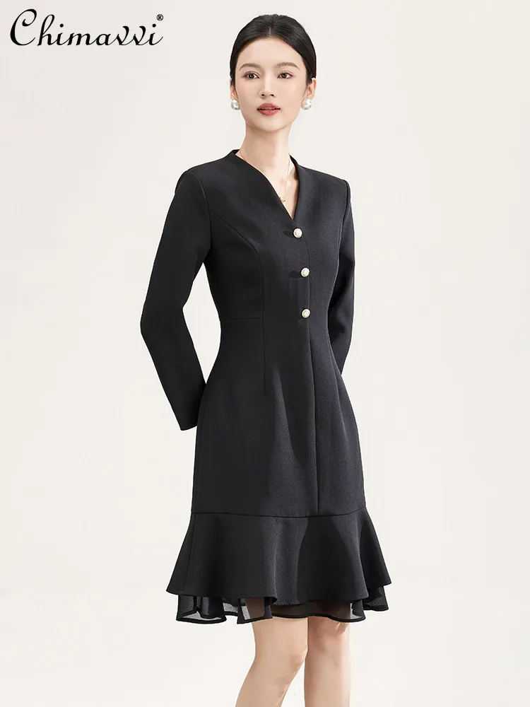2026 New Spring Commuting Business Dresses Temperament Elegant V-neck Long Sleeve High Waist Slim Black Fishtail Dress for Women
2026 New Spring Commuting Business Dresses Temperament Elegant V-neck Long Sleeve High Waist Slim Black Fishtail Dress for Women