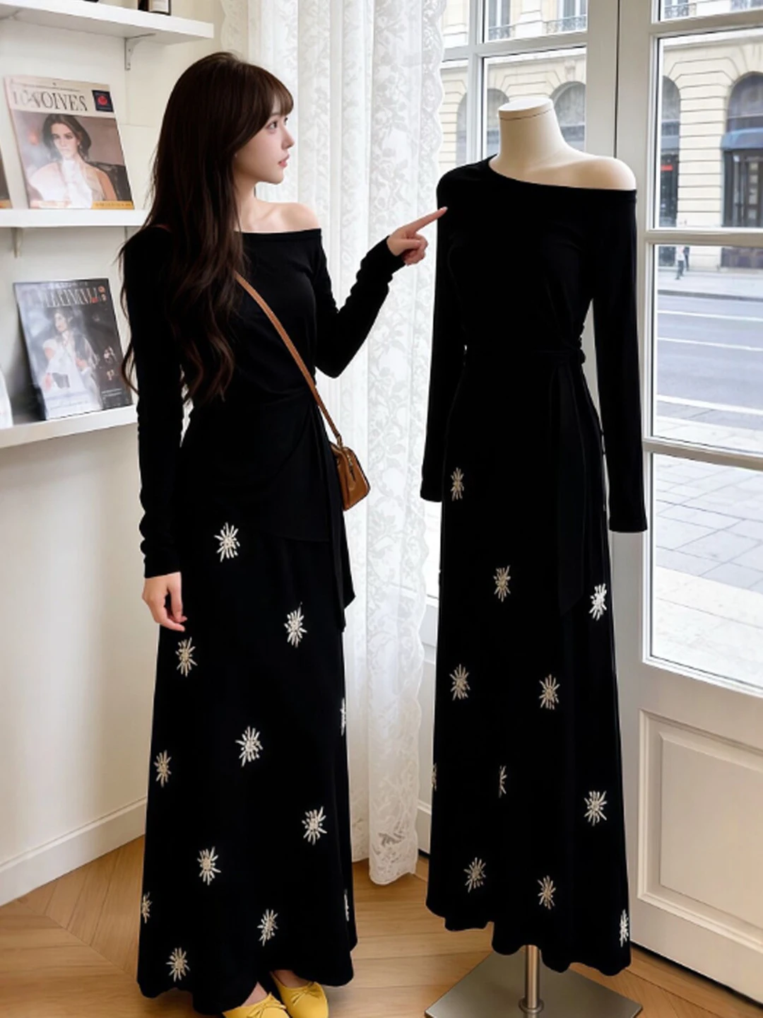 Korean Style Gentle Slope Shoulder Top And Half Skirt Two-Piece Set Spring 2026 Comfortable Long Sleeve T-Shirt Casual Outfit
Korean Style Gentle Slope Shoulder Top And Half Skirt Two-Piece Set Spring 2026 Comfortable Long Sleeve T-Shirt Casual Outfit