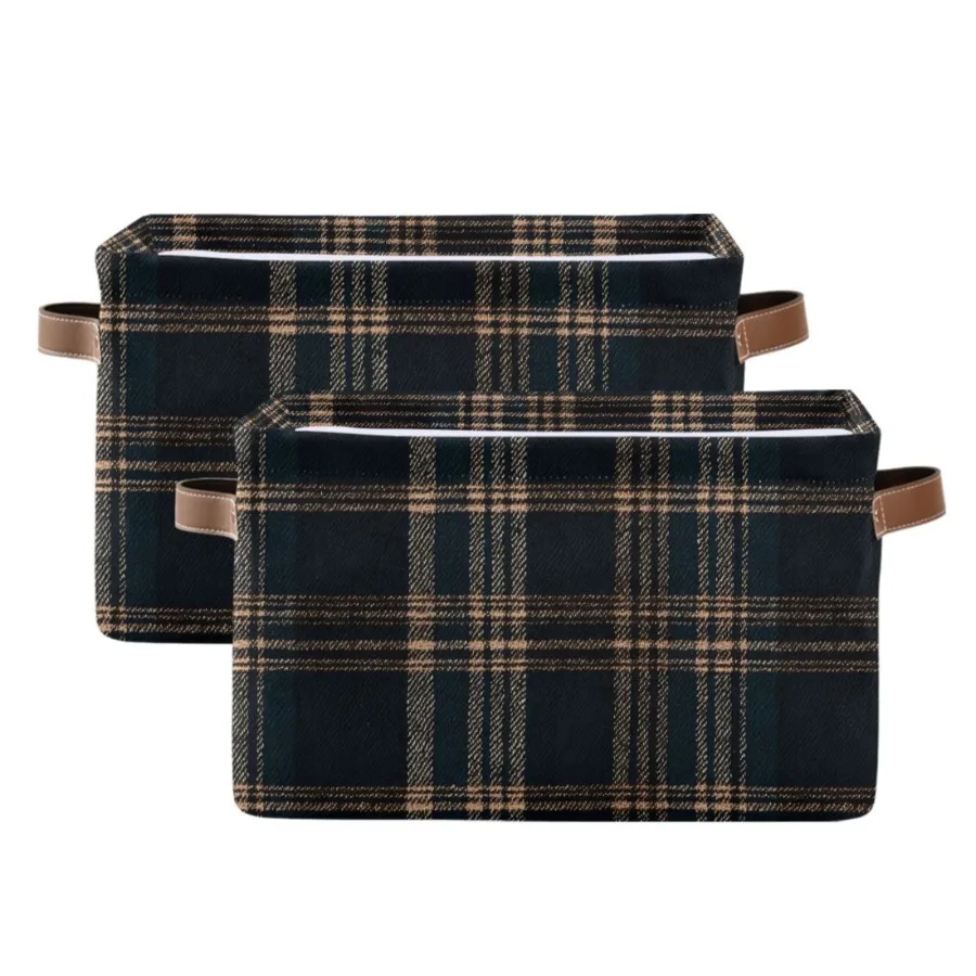 2 Pack Storage Bins with Handle Fabric Organizer Basket Foldable Box Dark Green Brown Tartan 14.2x10.2x8.3
2 Pack Storage Bins with Handle Fabric Organizer Basket Foldable Box Dark Green Brown Tartan 14.2x10.2x8.3