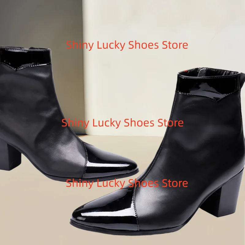 Stitching Mens' Short Boot Round Toes Chunky High Heels Shoes for Males Sewing Lines Tacones Pleated Chassure Hommes Side Zipper
Stitching Mens' Short Boot Round Toes Chunky High Heels Shoes for Males Sewing Lines Tacones Pleated Chassure Hommes Side Zipper
