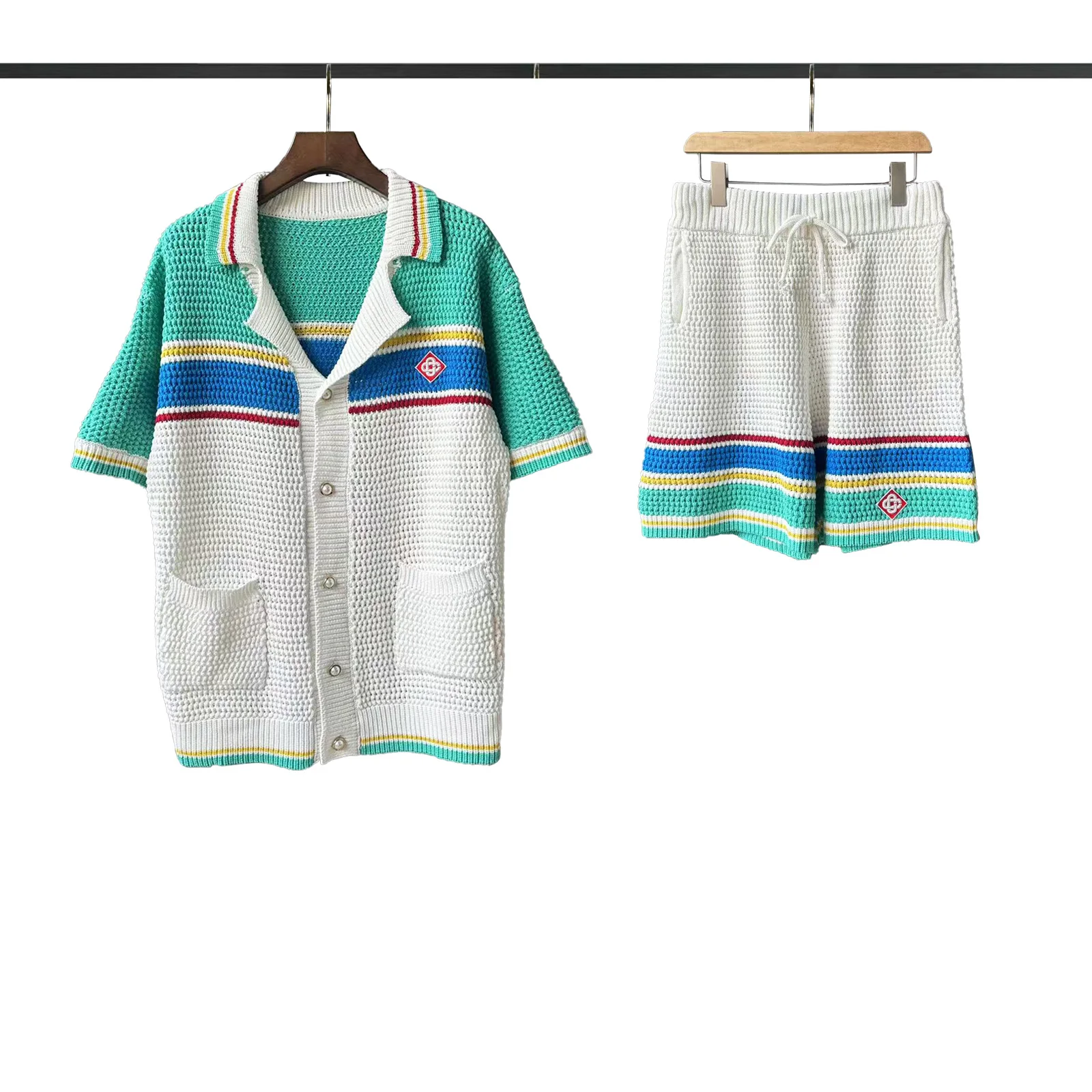 Streetwear Color Match Striped Summer Knitted Tracksuits Sets for Men Embrodiery Oversize Casual Summer Two Pieces Shorts Sets
Streetwear Color Match Striped Summer Knitted Tracksuits Sets for Men Embrodiery Oversize Casual Summer Two Pieces Shorts Sets