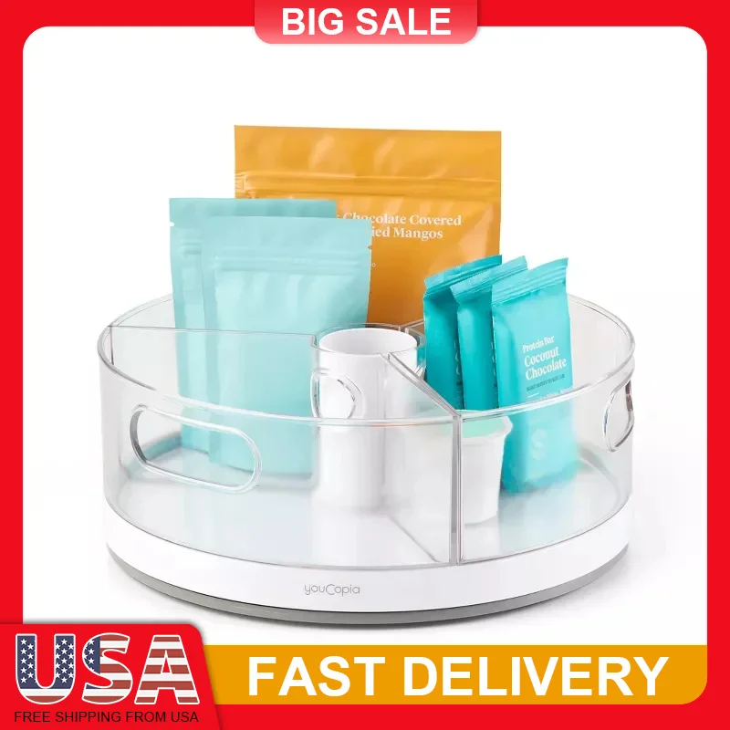 11 Inch Rotating Turntable Organizer with 3 Bins 360 Degree Spin Non Slip Clear Kitchen Bathroom Storage Space Saver
11 Inch Rotating Turntable Organizer with 3 Bins 360 Degree Spin Non Slip Clear Kitchen Bathroom Storage Space Saver
