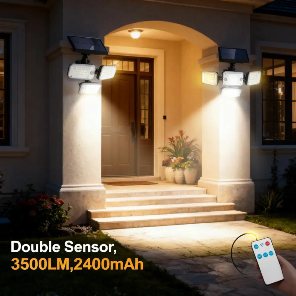 Solar Outdoor Light 3500LM Super Bright LED Security Light Waterproof Motion Sensor Wide Angle Flood Wall Lights Double Sensor
Solar Outdoor Light 3500LM Super Bright LED Security Light Waterproof Motion Sensor Wide Angle Flood Wall Lights Double Sensor