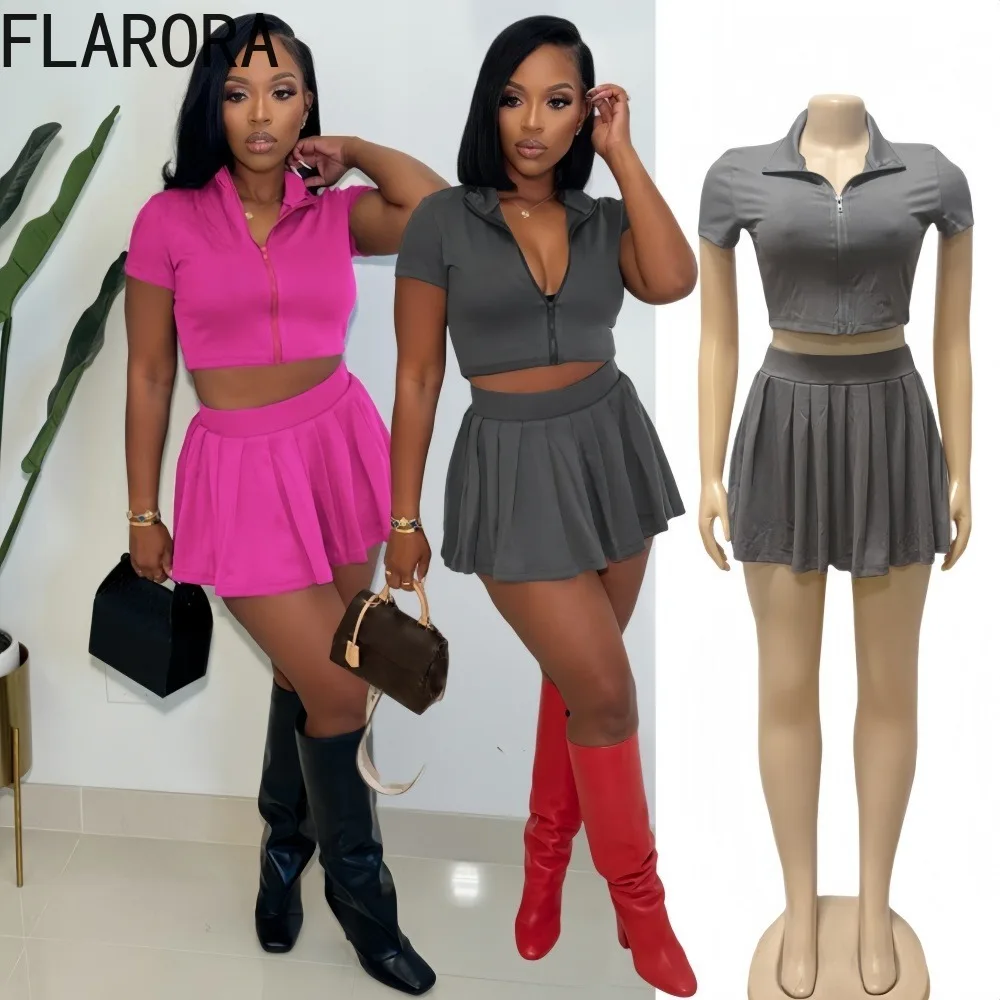 FLARORA Sweet Knit 2Pcs Sets Woman Turn-down Collar Short Sleeve Crop Tops And Mini Pleated Skirts Outfits Elegant Streetwear
FLARORA Sweet Knit 2Pcs Sets Woman Turn-down Collar Short Sleeve Crop Tops And Mini Pleated Skirts Outfits Elegant Streetwear