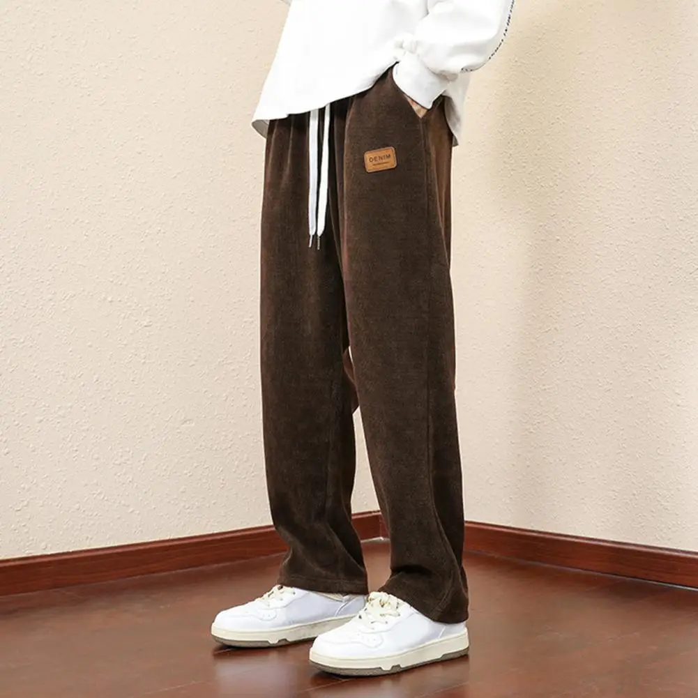 Fleece Cold Weather Bottoms Men's Thickened Plush Wide Leg Sweatpants with Drawstring Elastic Waist Pockets for Fall Winter Soft
Fleece Cold Weather Bottoms Men's Thickened Plush Wide Leg Sweatpants with Drawstring Elastic Waist Pockets for Fall Winter Soft