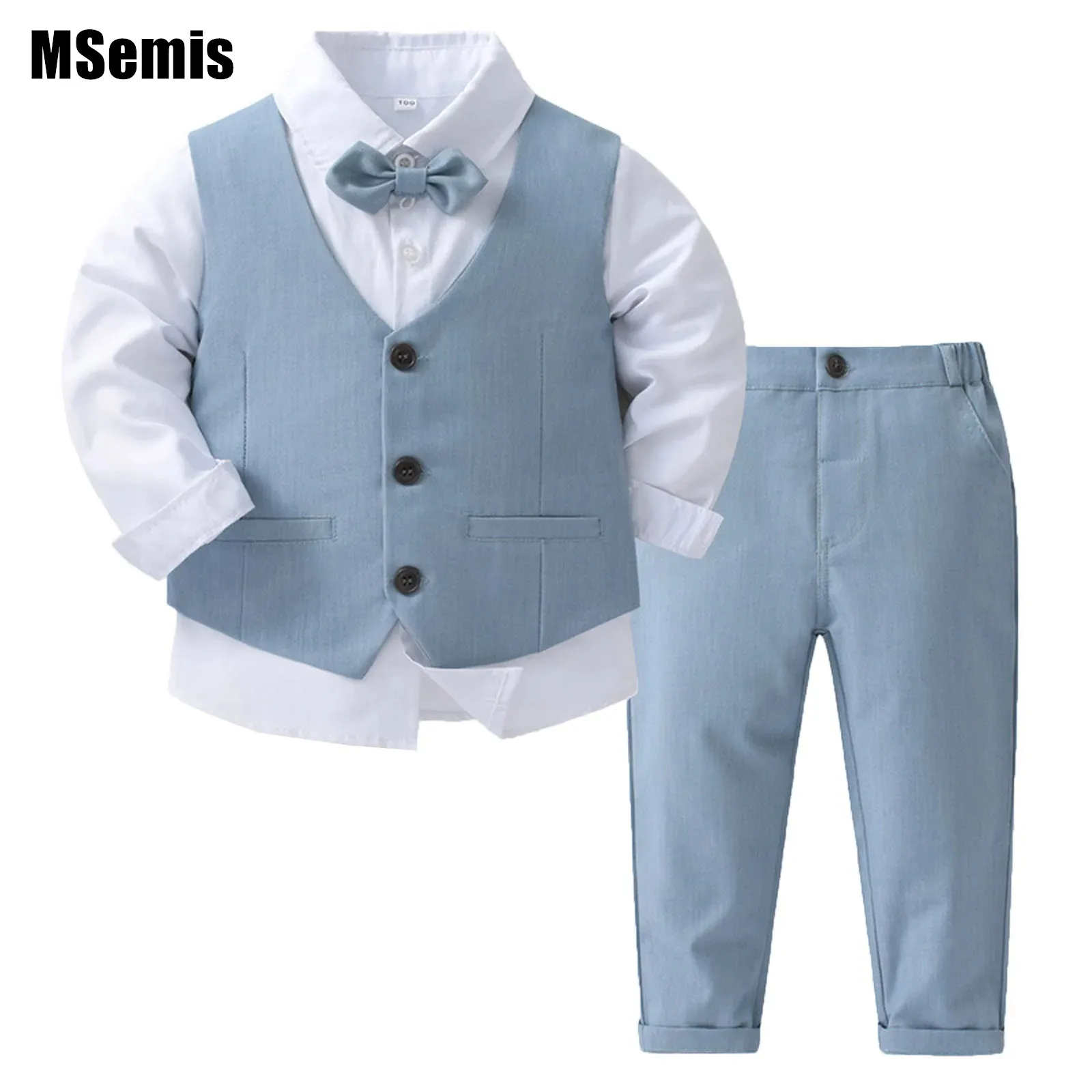 Kids Boys Western Suit Gentleman Outfit Long Sleeve White Shirt with Bowtie Pointed Hem Vest And Long Pants Suit
Kids Boys Western Suit Gentleman Outfit Long Sleeve White Shirt with Bowtie Pointed Hem Vest And Long Pants Suit