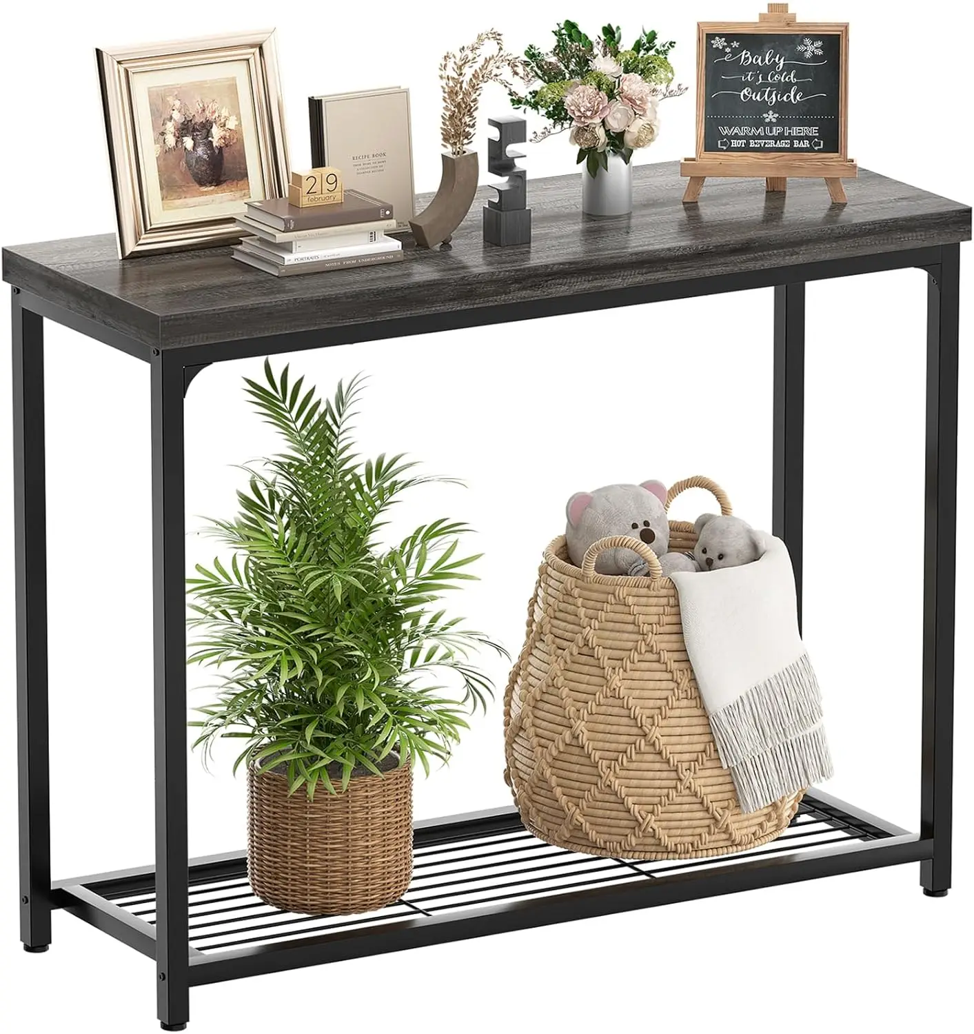 32' Small Console Table, 2-Tier Narrow Entryway Table, Sofa Table with Mesh Shelves, Console Tables for Living Room, Hallway
32' Small Console Table, 2-Tier Narrow Entryway Table, Sofa Table with Mesh Shelves, Console Tables for Living Room, Hallway