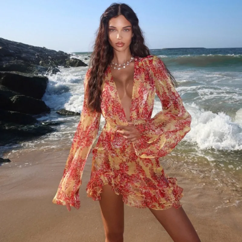 Talenza Fashion Printed Dress Women's Sexy Deep V Contrast Bodycon Off Shoulder Ruffle Dress Vintage Elegant Summer Female Dress
Talenza Fashion Printed Dress Women's Sexy Deep V Contrast Bodycon Off Shoulder Ruffle Dress Vintage Elegant Summer Female Dress