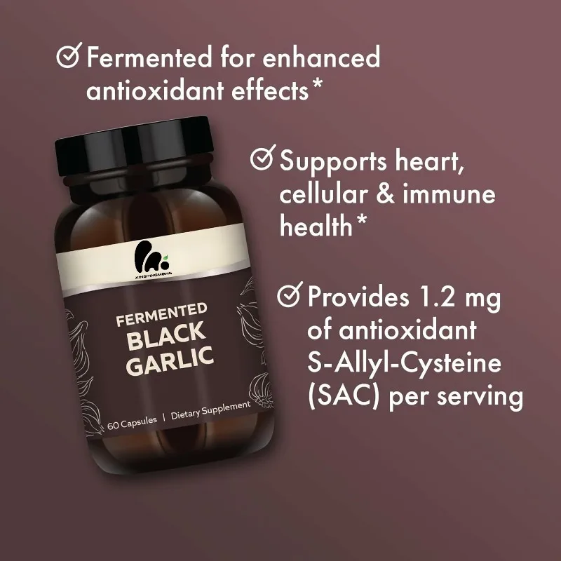 Natural black garlic, dietary supplement, supports immune health, non GMO 60 capsules
Natural black garlic, dietary supplement, supports immune health, non GMO 60 capsules