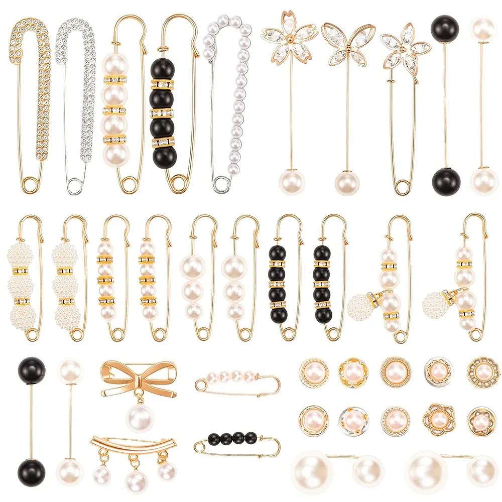 38Pcs Pearl Crystal Safety Brooch Pins, Pant Waist Tightener Anti-Exposure Buttons for Dresses Jeans Hats Women
38Pcs Pearl Crystal Safety Brooch Pins, Pant Waist Tightener Anti-Exposure Buttons for Dresses Jeans Hats Women