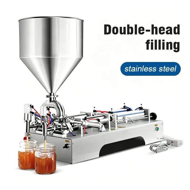 Double-head horizontal filling machine stainless steel cream sauce liquid pneumatic paste quantitative filling packaging
Double-head horizontal filling machine stainless steel cream sauce liquid pneumatic paste quantitative filling packaging