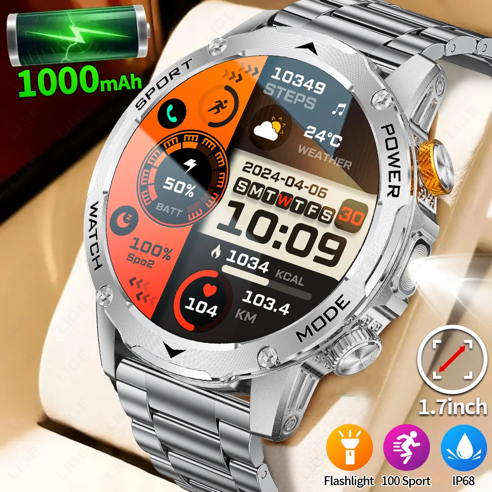 LIGE Military Edition Смарт-часы для мужчин, аккумулятор 1000 мАч, 1,7-дюймовый AMOLED HD-дисплей, Bluetooth-часы с вызовом, умные часы, светодиодный фонарик
LIGE Military Edition Смарт-часы для мужчин, аккумулятор 1000 мАч, 1,7-дюймовый AMOLED HD-дисплей, Bluetooth-часы с вызовом, умные часы, светодиодный фонарик