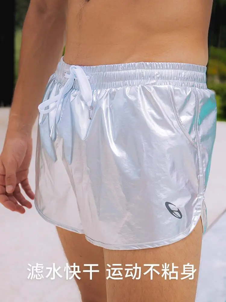 Glossy summer fashion chic silver swim shorts Plus size casual satin sports fitness bottoms
Glossy summer fashion chic silver swim shorts Plus size casual satin sports fitness bottoms