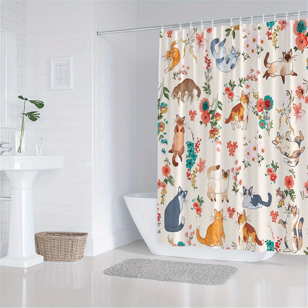 Cartoon Cat Shower Curtain 180x180cm – Whimsical Animal & Floral Design, Playful Bathroom Decor, 12 Hooks
Cartoon Cat Shower Curtain 180x180cm – Whimsical Animal & Floral Design, Playful Bathroom Decor, 12 Hooks