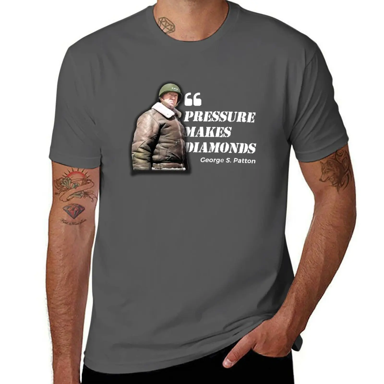 George S. Patton Quote Design - Pressure Makes Diamonds T-Shirt Work Daily Short Sleeve Top
George S. Patton Quote Design - Pressure Makes Diamonds T-Shirt Work Daily Short Sleeve Top