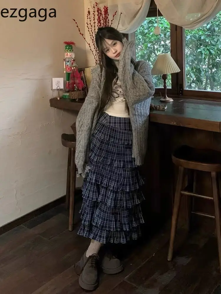 Ezgaga Women Skirts Vintage Plaid High Waist Preppy Style Fashion Sweet Elegant Fashion Loose Cake Long Skirt Ladies Casual
Ezgaga Women Skirts Vintage Plaid High Waist Preppy Style Fashion Sweet Elegant Fashion Loose Cake Long Skirt Ladies Casual