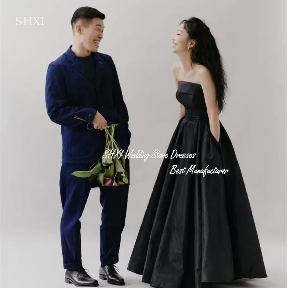 SHXI Elegant Black Korea Evening Dresses Strapless Satin Wedding Photo Shoot Dress Floor Draped Bridal Party Dress Customized
SHXI Elegant Black Korea Evening Dresses Strapless Satin Wedding Photo Shoot Dress Floor Draped Bridal Party Dress Customized
