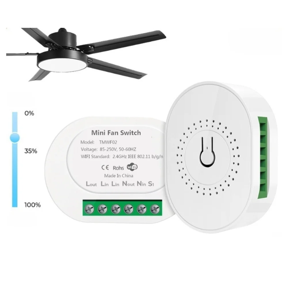 Модуль управления потолочным вентилятором Wi-Fi, совместимый с Tuya, для голосового управления Alexa и Google Home, 2,4 ГГц, 5-150 Вт, компактный, белый дизайн
Модуль управления потолочным вентилятором Wi-Fi, совместимый с Tuya, для голосового управления Alexa и Google Home, 2,4 ГГц, 5-150 Вт, компактный, белый дизайн