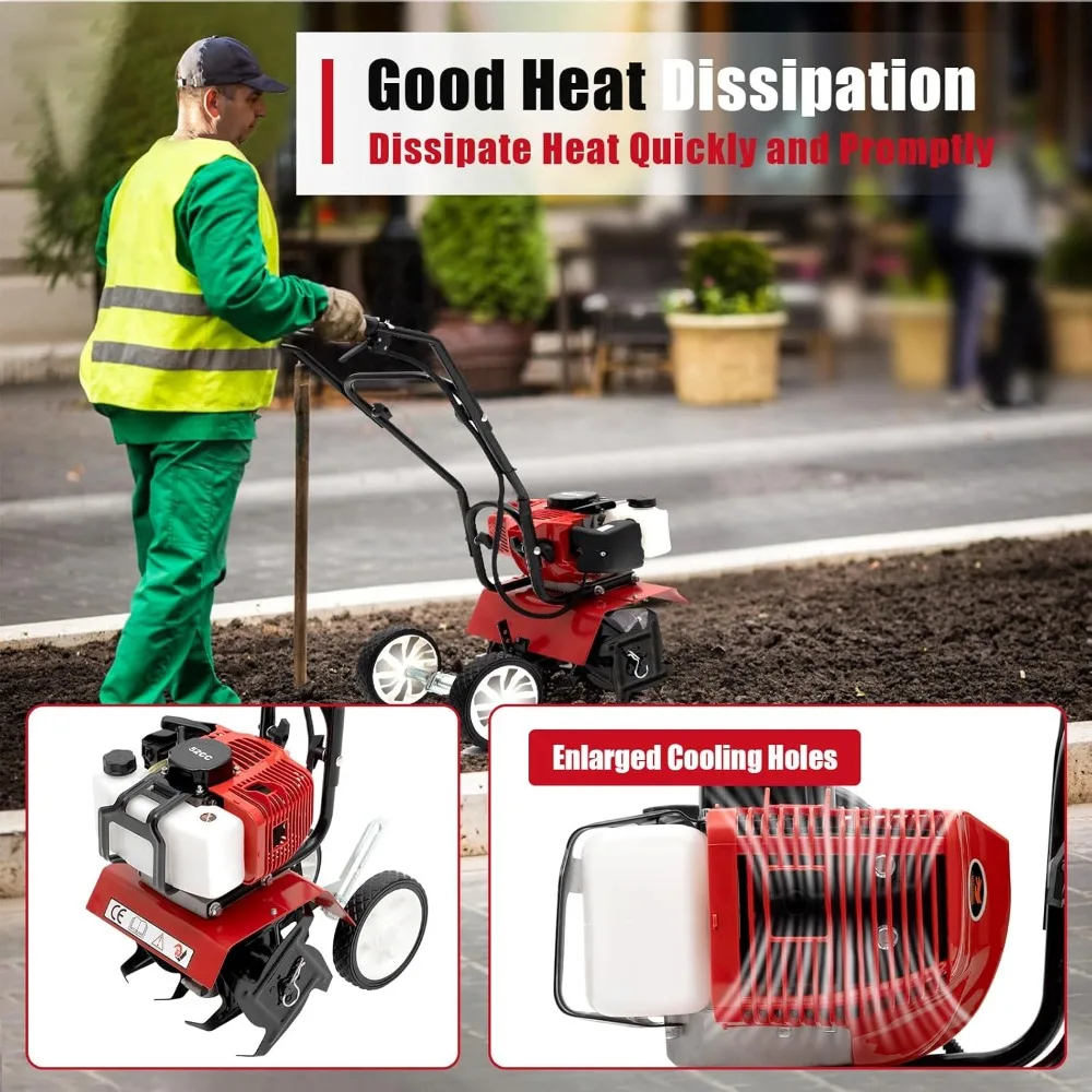Gas Powered Tiller Cultivator 2-Stroke Garden Cultivator with Air-Cooling Single-Cylinder Hand Rotary for Garden and Cultivation
Gas Powered Tiller Cultivator 2-Stroke Garden Cultivator with Air-Cooling Single-Cylinder Hand Rotary for Garden and Cultivation