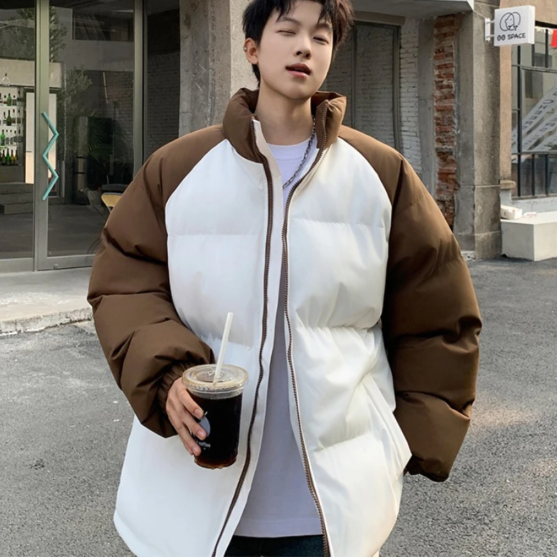 Winter Parka Jacket Men's Fashion Splicing Stand Collar Windproof Parkas Korean Female Male All-match Down Cotton Padded Coat
Winter Parka Jacket Men's Fashion Splicing Stand Collar Windproof Parkas Korean Female Male All-match Down Cotton Padded Coat
