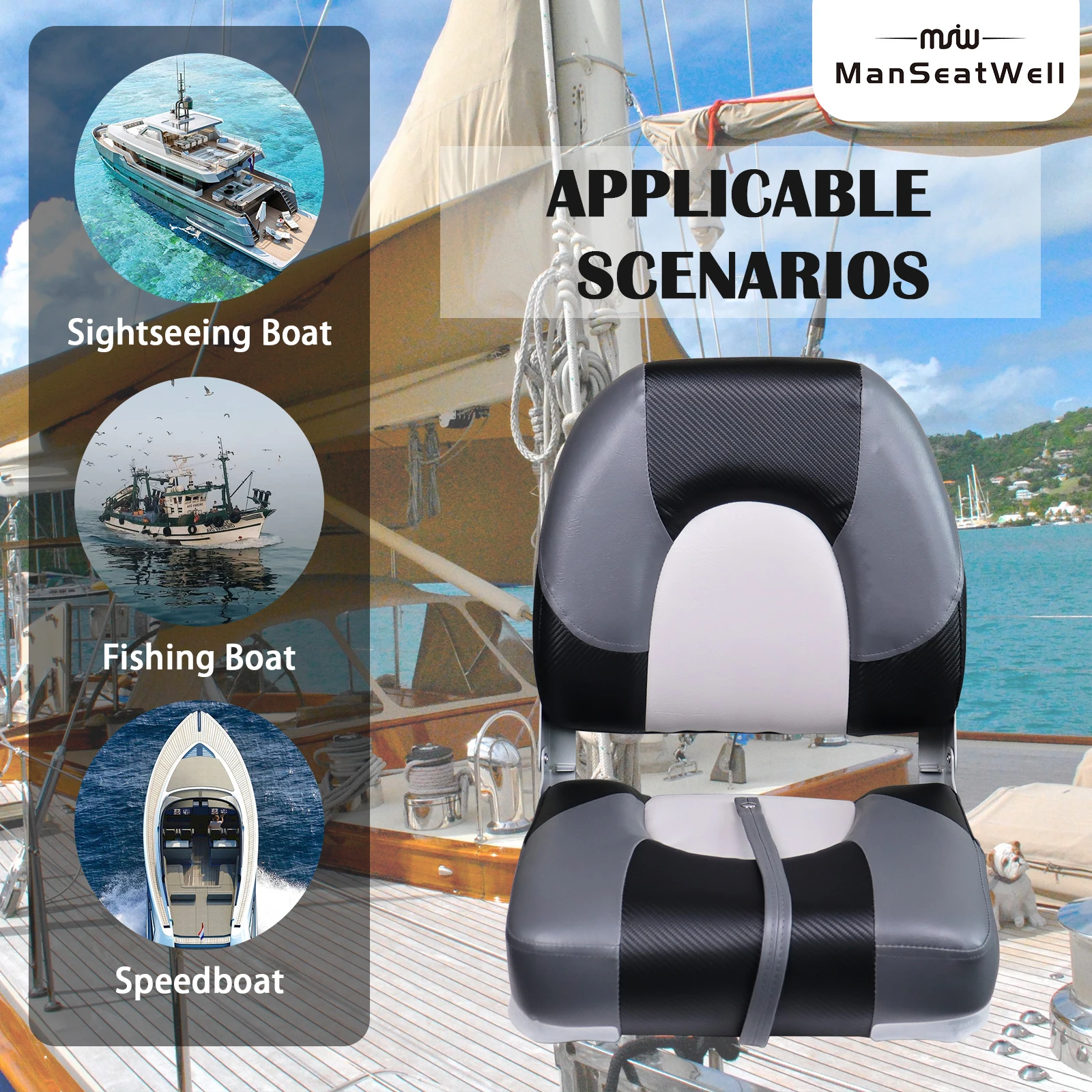 Folding Boat Seat Low Back Boat Seat For Speed Fishing And Sightseeing Boats Grey and black,White and blue
Folding Boat Seat Low Back Boat Seat For Speed Fishing And Sightseeing Boats Grey and black,White and blue