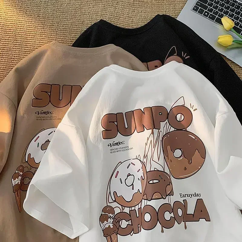 Cartoon Doughnut Short Sleeved T-shirts for Men and Women Ins Lazy Wind Loose Casual Versatile Top Summer Clothes
Cartoon Doughnut Short Sleeved T-shirts for Men and Women Ins Lazy Wind Loose Casual Versatile Top Summer Clothes