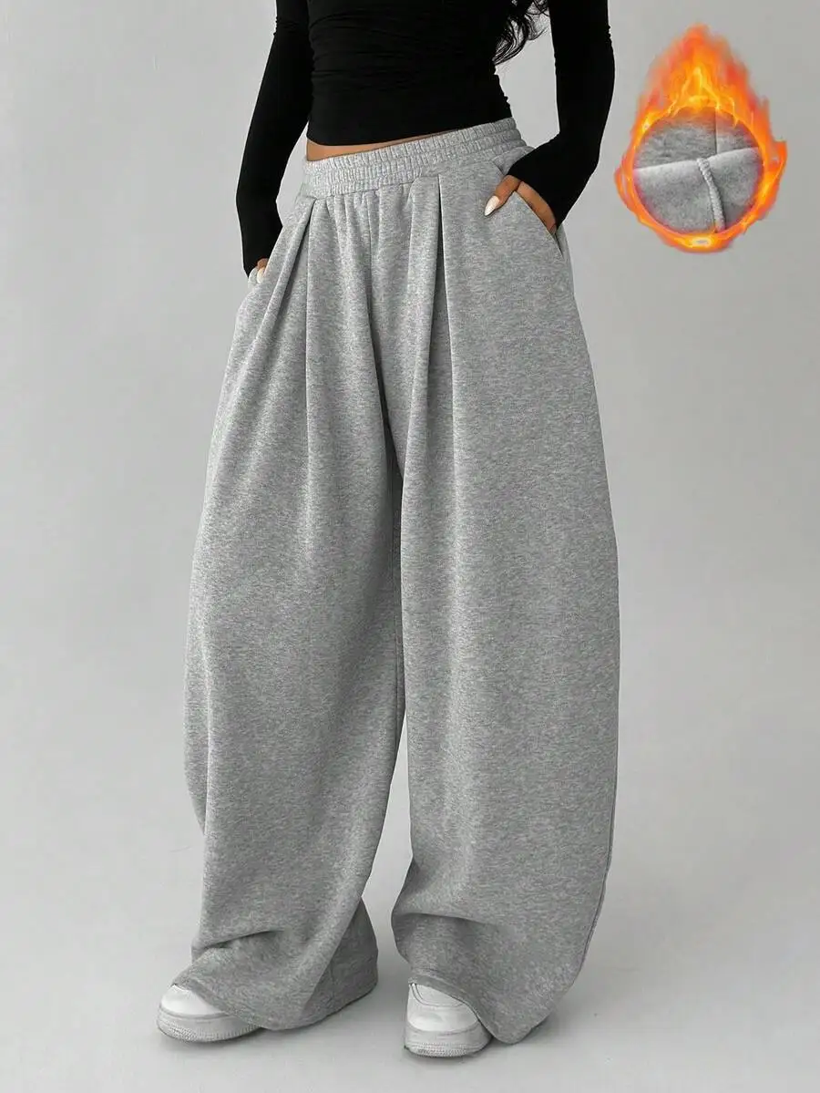 Женские флисовые спортивные брюки с эластичным поясом, плиссированные, широкие, повседневные
Женские флисовые спортивные брюки с эластичным поясом, плиссированные, широкие, повседневные