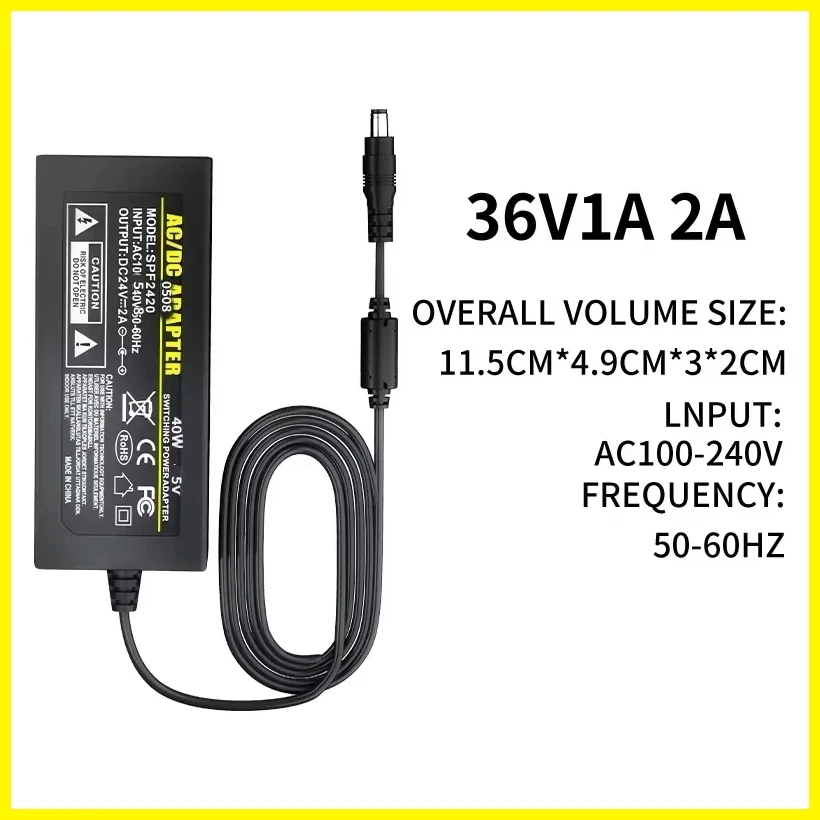1PCS DC 36V1A 36V2A power adapter, switch transformer socket 5.5 x 2.5mm, Suitable for LED light strips desktop
1PCS DC 36V1A 36V2A power adapter, switch transformer socket 5.5 x 2.5mm, Suitable for LED light strips desktop