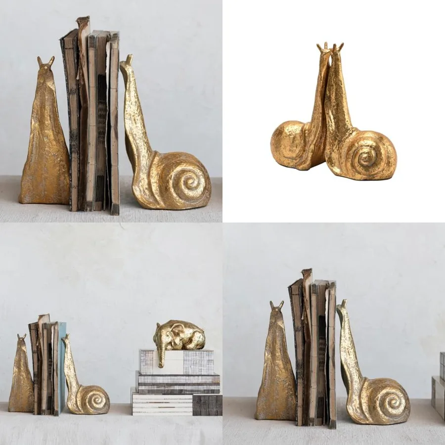 Decorative Distressed Cast Metal Snail Bookends,,Set of 2
Decorative Distressed Cast Metal Snail Bookends,,Set of 2