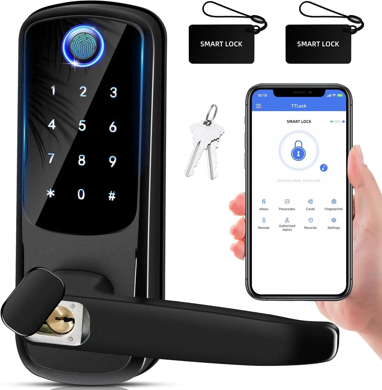 Smart Door Lock with Fingerprint, Keypad & App Control - 8-in-1 Keyless Entry for Home Security