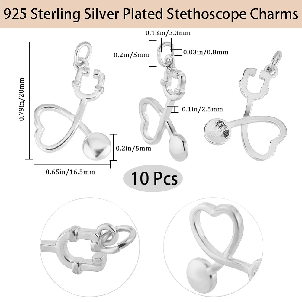 10Pcs Brass Pendants Heart Stethoscope Charms 925 Sterling Silver Plated 20x16.5x2.5mm Hole: 3.4mm
10Pcs Brass Pendants Heart Stethoscope Charms 925 Sterling Silver Plated 20x16.5x2.5mm Hole: 3.4mm