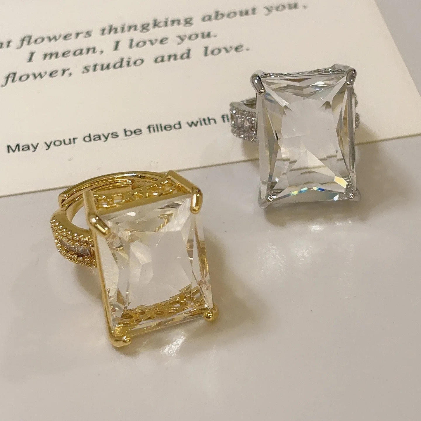 fashion ring for women gold silver color rectangle shape transparent stone cute jewelry
fashion ring for women gold silver color rectangle shape transparent stone cute jewelry