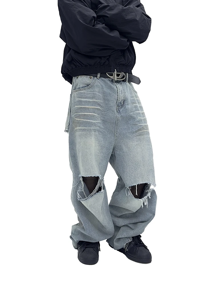 Men's and Women's Hip Hop High Street Big Ripped Wasteland Style Washed Distressed Loose Profile Denim Mop Flared Trousers
Men's and Women's Hip Hop High Street Big Ripped Wasteland Style Washed Distressed Loose Profile Denim Mop Flared Trousers