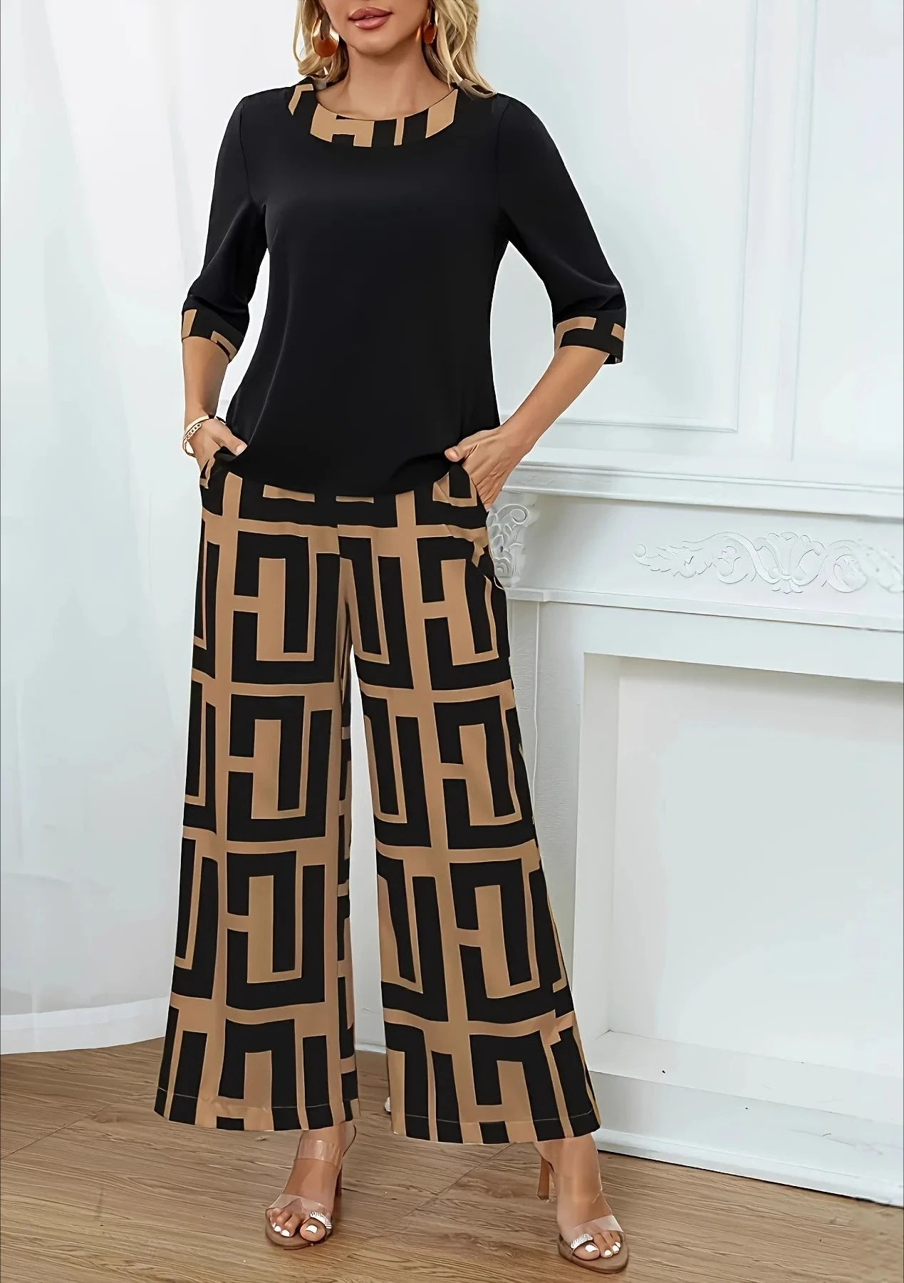 Европейский американский лабиринт с геометрическим узором контрастного цвета, модный удобный топ
Европейский американский лабиринт с геометрическим узором контрастного цвета, модный удобный топ