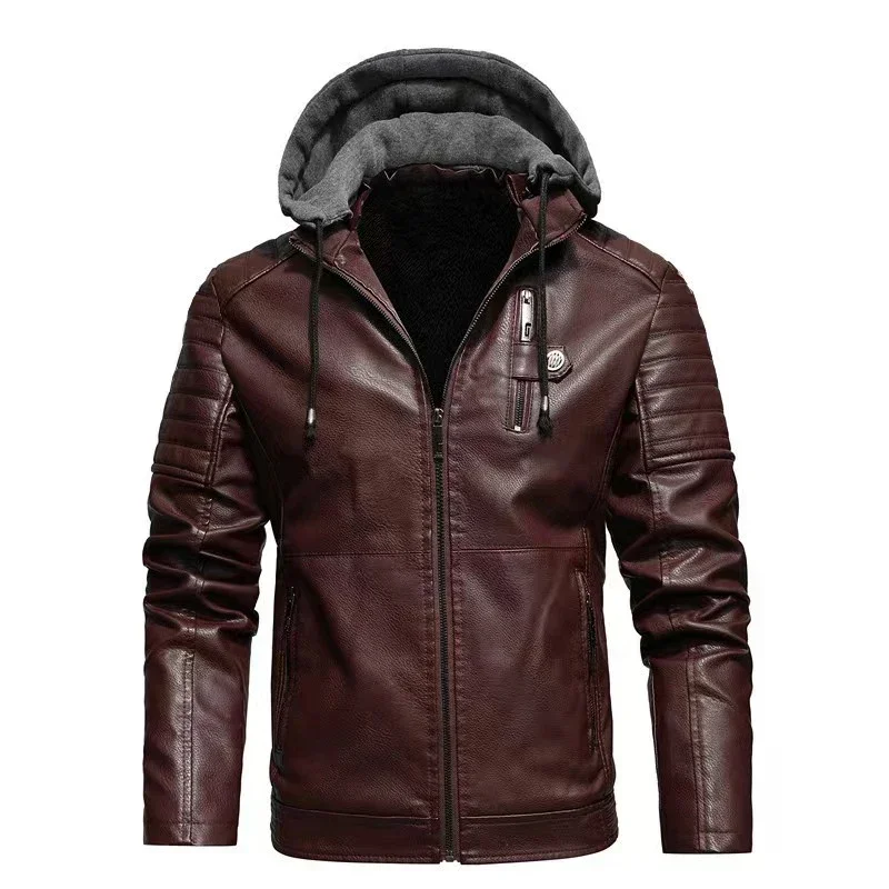 Faux Leather Jacket Men Military Style Outwear Motocycle New Brand Zipper Pocketst Fashion Men Hooded Jacket Autumn Winter Coats
Faux Leather Jacket Men Military Style Outwear Motocycle New Brand Zipper Pocketst Fashion Men Hooded Jacket Autumn Winter Coats