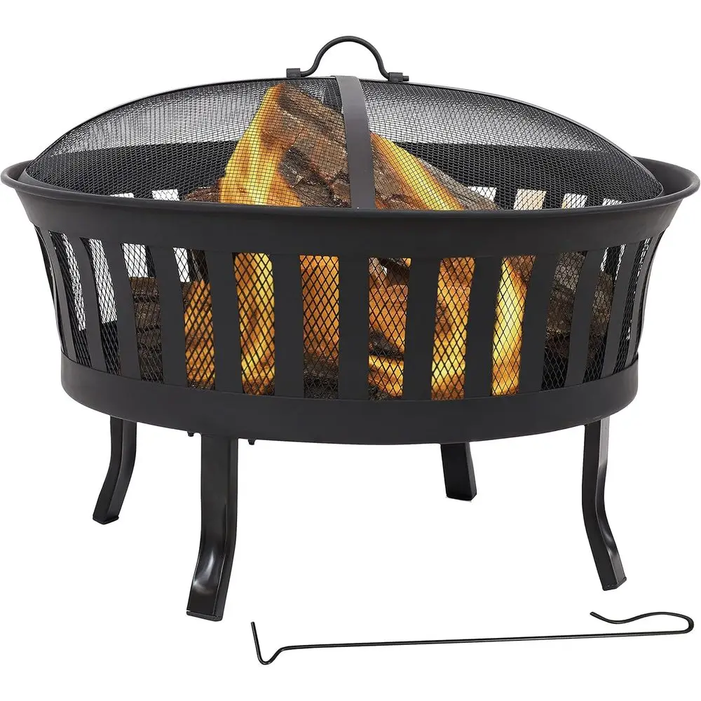 25-Inch Steel Wood-Burning ire Pit with Mesh Stripe Cutouts - Includes Poker and Spark Sn
25-Inch Steel Wood-Burning ire Pit with Mesh Stripe Cutouts - Includes Poker and Spark Sn