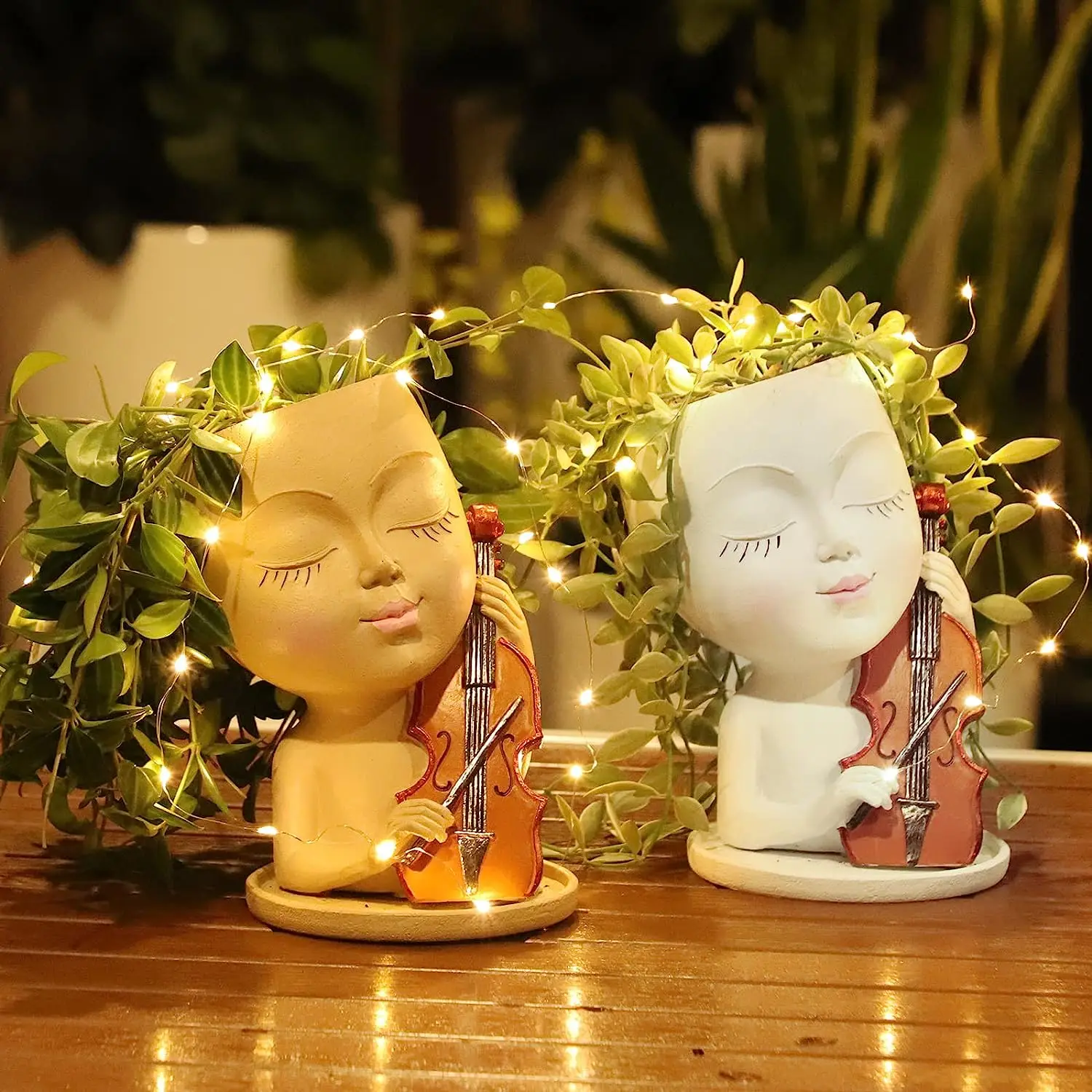 Girls Face Flower Pots Head Planter Cello Music Lady Flowerpot With Tray Resin Garden Succulent Flowerpot Vase Home Decoration
Girls Face Flower Pots Head Planter Cello Music Lady Flowerpot With Tray Resin Garden Succulent Flowerpot Vase Home Decoration