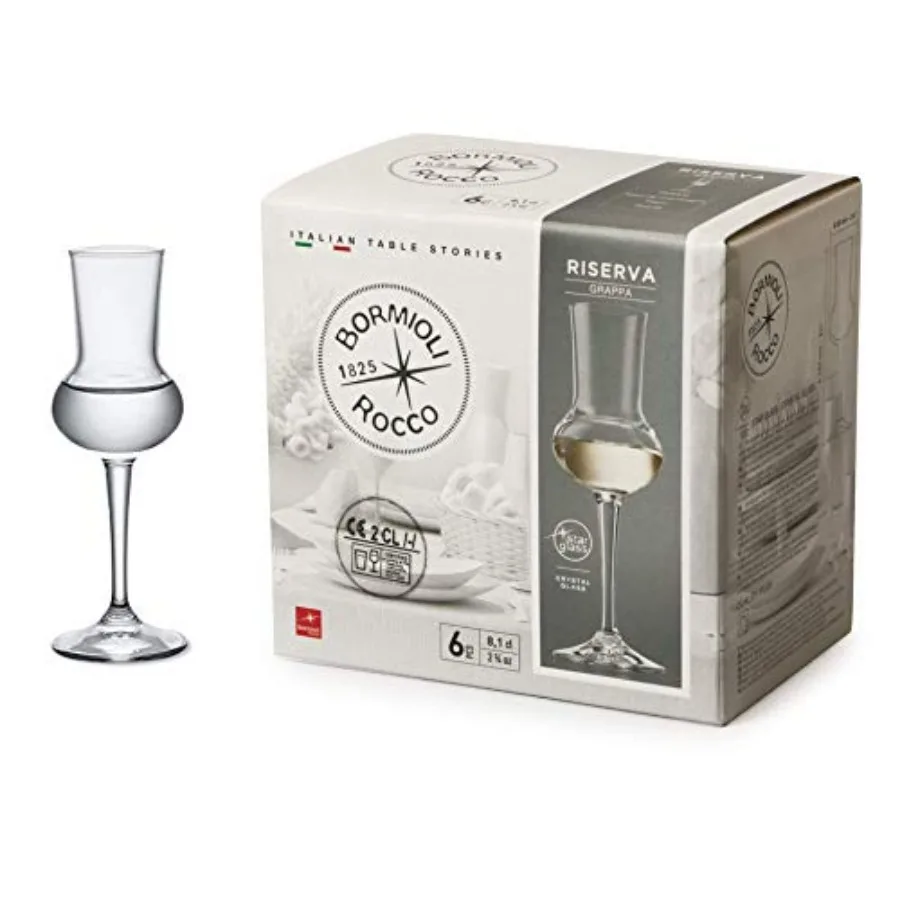 Riserva 2.75oz Grappa Glass Set of 6 - Crystal Glass Bareware Essentials for Home and Restaurant Bar For Serving Champagne Cock
Riserva 2.75oz Grappa Glass Set of 6 - Crystal Glass Bareware Essentials for Home and Restaurant Bar For Serving Champagne Cock